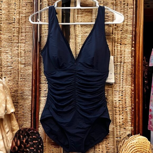 Coco Reef Navy Underwire Shapemaker Ruched Swimsuit NWT Size 8 - Picture 12 of 13
